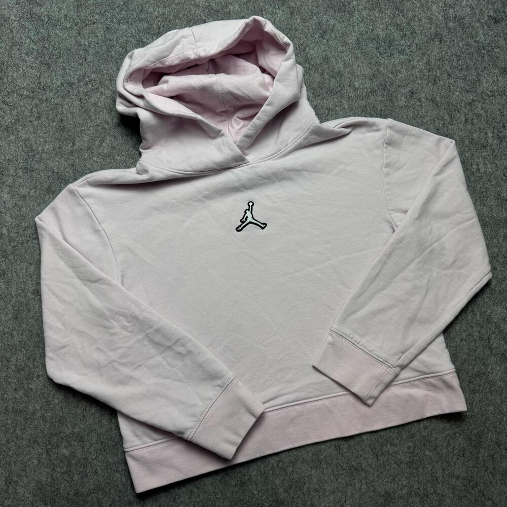 Jordan Hoodie Youth 10-12 Years Pink Fleece Pullover Jumpman Logo Kids